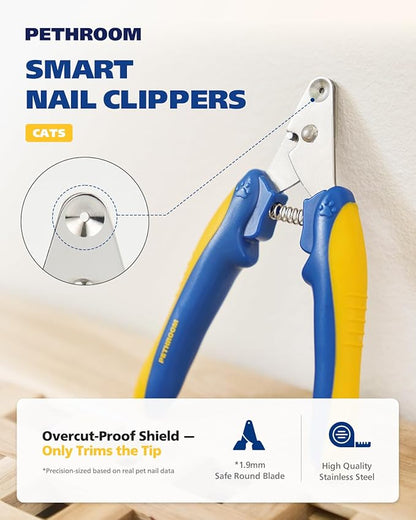 [PETHROOM] Cat Nail Clipper Trimmer for Indoor Cats with Circular Cut Hole (2mm) | Premium Sturdy Stainless Steel Blade Cat Claw | Safe, Easy, Accurate, Quiet & Fast | Avoid Overcutting