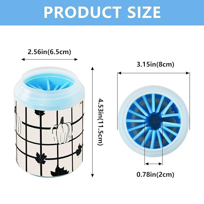 Dog Paw Cleaner Mudbuster Dog Foot Washer for Small Medium Large Dogs Cats Premium Pet Supplies Beige Checkerboard Pumpkin Maple Leaf Thanksgiving
