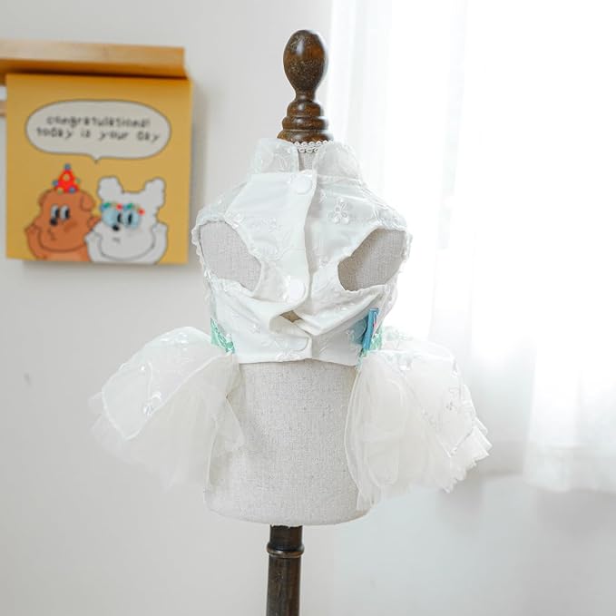 Fashion Sweet Puppy Dog Blingbling Princess Skirt Pet Dog Lace Cake Camisole Tutu Dress C-Green XS