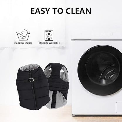 Dog Bulldog Clothes Dog Cotton Padded Coat Thick Winter Warm Vest Waistcoat Cold Weather Clothing for French Bulldog-Black-L