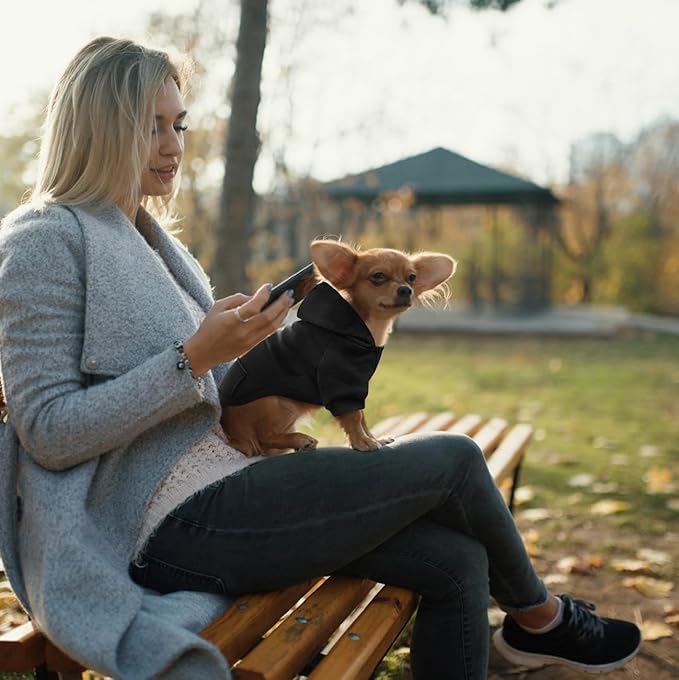 Idepet Pet Dog Hoodies Dog Clothes for Small Dogs Vest Chihuahua Clothes Warm Coat Jacket Autumn Puppy Outfits Cats Dogs Clothing(XL,Black)