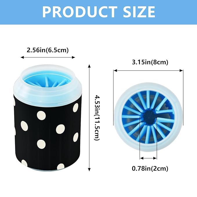 Dog Paw Cleaner Mudbuster Dog Foot Washer for Small Medium Large Dogs Cats Premium Pet Supplies Black Polka Dot Patterns