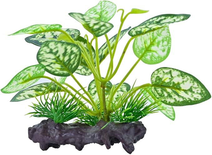 MRTIOO 2 pcs Reptile Artificial Plants, Terrarium Plants Decorations Supplies, Amphibian Habitat Hideout Tank Accessories, Rainforest Ground Plant
