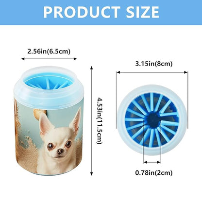 Dog Paw Cleaner Mudbuster Dog Foot Washer for Small Medium Large Dogs Cats Premium Pet Supplies Cute Chihuahua Dogs and Paw Print Seashell