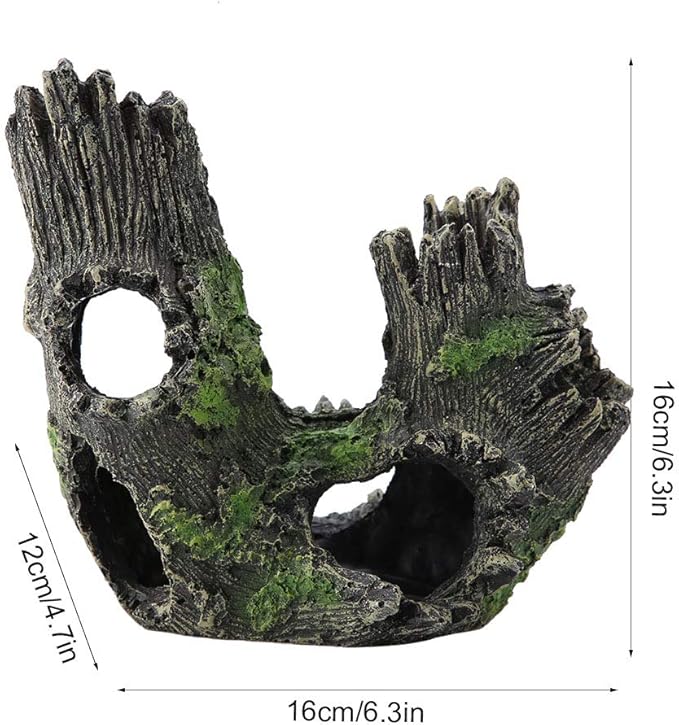 Tyenaza Aquarium Driftwood Decoration, Driftwood Resin Crafts Ornament for Aquarium Decoration Fish Tank Wood with Holes & Aquarium Caves Fish Tank Wood Decor(ST-004B)