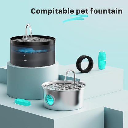 Cat Water Fountain Filters: 12 Cat Fountain Replacement Filter for FOFNON Pet Water Fountain - 3 Months Set of Pet Fountains Filter - Including 6 Pieces Filters + 6 Pieces Sponges