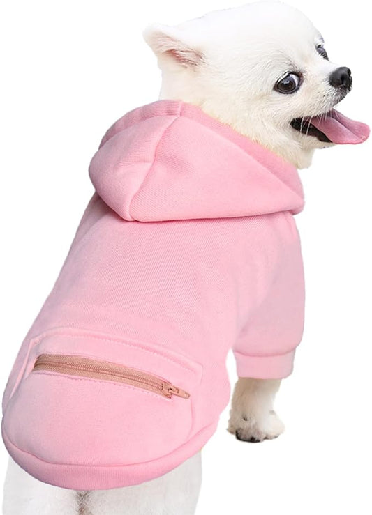 Jecikelon Pet Dog Cold Weather Coat with Pocket Winter Dog Hoodie Warm Puppy Clothes for Small Dogs Chihuahua Clothing (Pink2, Small)