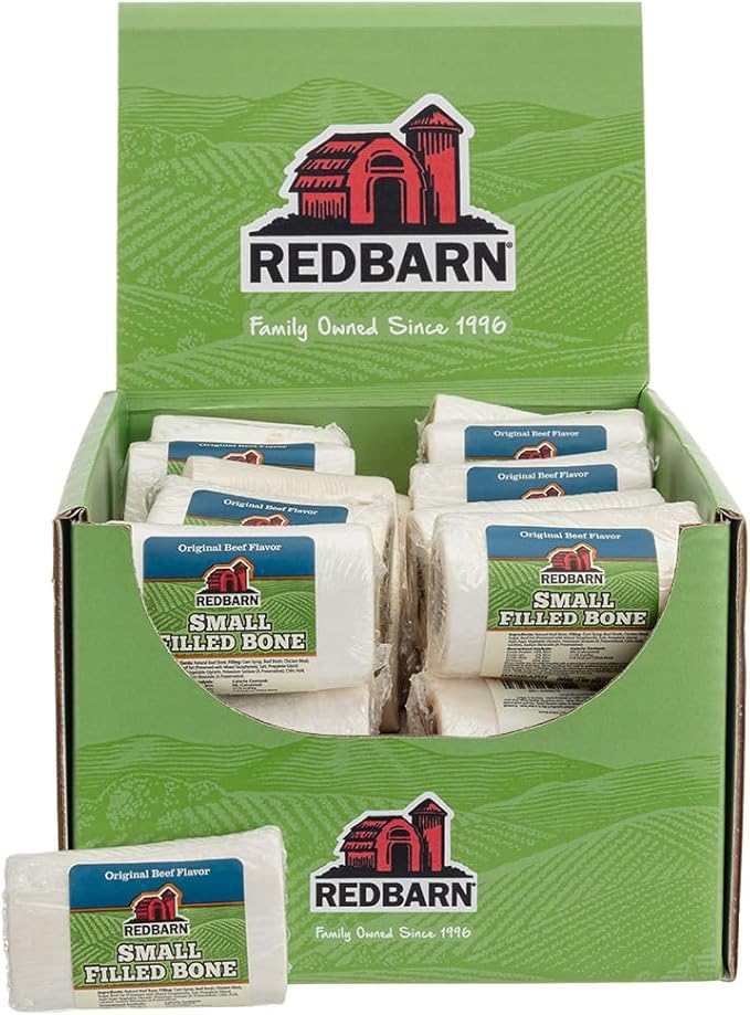 Redbarn Pet Products Filled Dog Bones Peanut Butter, Cheese N' Bacon, Beef, Natural Long-Lasting Dental Treats; Suitable for Aggressive Chewers.