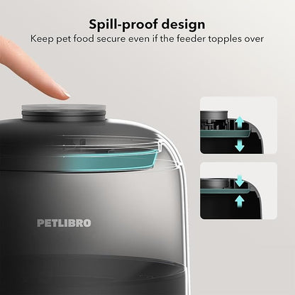 PETLIBRO Automatic Cat Feeder, Wi-Fi Rechargeable Cats Food Dispenser Battery-Operated with 30-Day Life, AIR 2.4G Wi-Fi Timed Pet Feeder for Cats & Dogs, 2L Auto Cats Feeder, Black