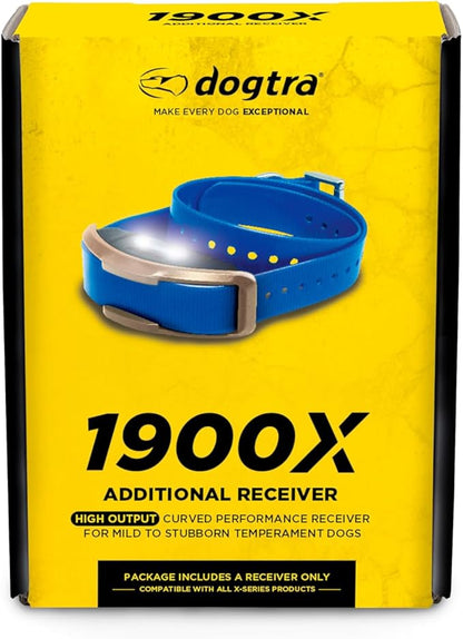 Dogtra 1900X E-Collar Additional Receiver 35 lbs+, 3/4 Mile Range, LED Light, 100 Levels of Precise Control for Stubborn Dogs, Waterproof, Boost for Quick Recall, Vibration, Safety Lock & Tone