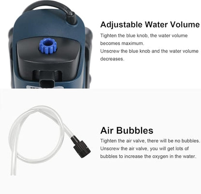 COOSPIDER Fish Tank Filter Sun JUP-02 Aquarium Green Clean Submersible Machine 132gph for 10-40 Gallon Small Fish Tank Internal Submersible Pump for Turtle Tank, Air Supply & Oxygen Enhancement