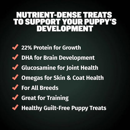 Bully Max Puppy Training Treats - Soft Chews Dog Food Supplements & Vitamins for Brain, Skin & Coat Health - Glucosamine & Chondroitin for Joint Support – Multivitamin Food Topper for Puppies - 2 Bags