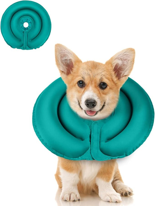 MIDOG Soft Inflatable Dog Cone - Comfortable Alternative After Surgery That Doesn't Block Vision, Patented Donut Recovery Collar Prevents Licking for Large & Medium Dogs (XS)