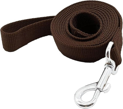 Nylon Dog Training Leash, Traction Rope, 4Ft /5 Foot /6 Feet Long, 5/8 inch 3/4 Inch 1 Inch Wide, for Small and Medium Dogs (5/8'' x 6 FT, Brown)