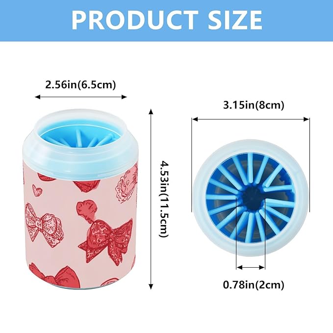 Dog Paw Cleaner Mudbuster Dog Foot Washer for Small Medium Large Dogs Cats Premium Pet Supplies Valentines Bows Hearts Pink
