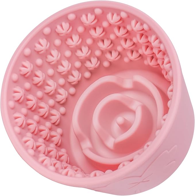 Silicone Lick Bowl for Dogs ，Freeze Bowl for Dogs with Suction Cups for Dog Anxiety Relief,Interactive Dog Puzzle Toy (Pink)