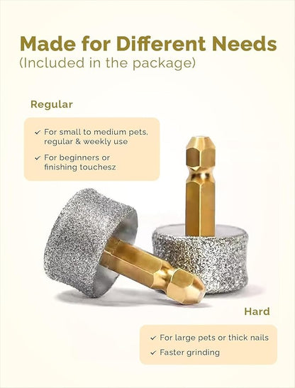 Dog Nail Grinder Super Quiet (45 db) 6-Speed Pet Nail Grinder with 2 LED Lights 12000RPM & 3 Grinding Ports 4 Extra Grinding Heads with Dust Cap Dog Nail Trimmer for Large Medium Small Dogs