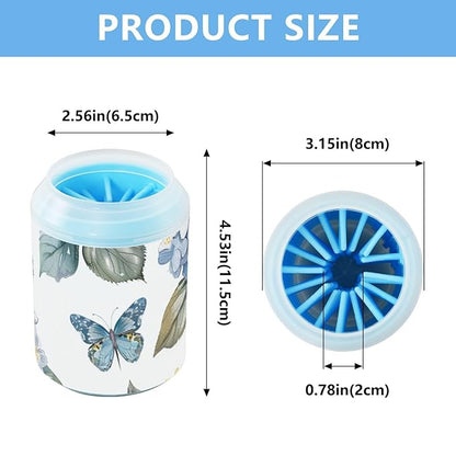 Dog Paw Cleaner Mudbuster Dog Foot Washer for Small Medium Large Dogs Cats Premium Pet Supplies Blue Hydrangea Butterfly
