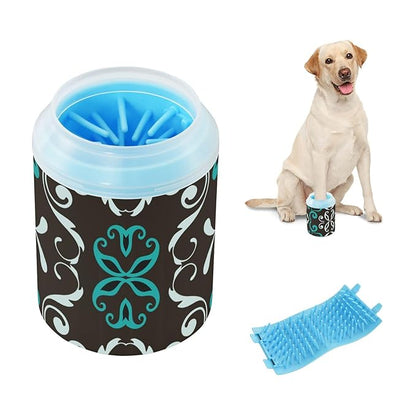 Dog Paw Cleaner Cups for Dogs Pet Foot Washer Paw Scrubber for Medium Small Dogs Cats Cleaning Cup Floral Ethnic Retro