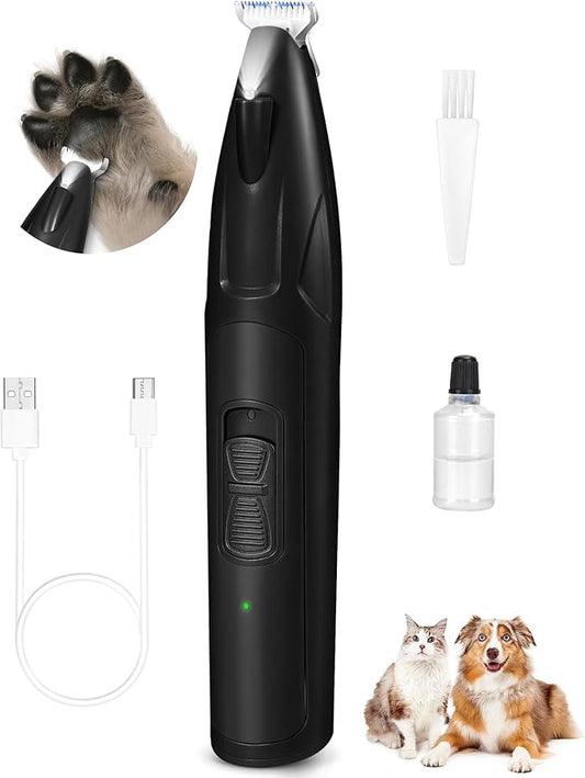 LEYOUFU Dog Clippers for Grooming, 2 Speed Dog Paw Trimmer with LED Light, Rechargeable Low Noise Pet Shaver for Trimming Dogs Cats Hair Around Paws, Eyes, Ears, Face, Rump (Black)