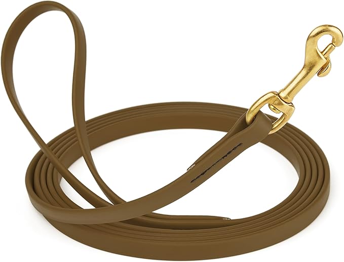 Viper Biothane K9 Working Dog Leash Waterproof Lead for Tracking Training Schutzhund Odor-Proof Long Line with Solid Brass Snap for Puppy Medium and Large Dogs, 20ft Coyote Brown