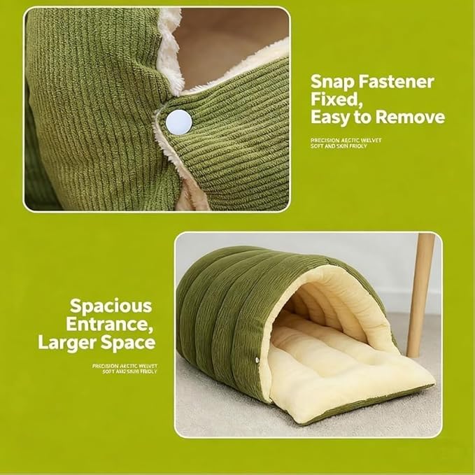 Cozy Monster Cat Bed, Soft and Warm Cats House Tent Bed, Pet Cave for Indoor Cats, Removable Cushioned Interior, Ideal for Cats, Kittens & Small Dogs (Beige, S)