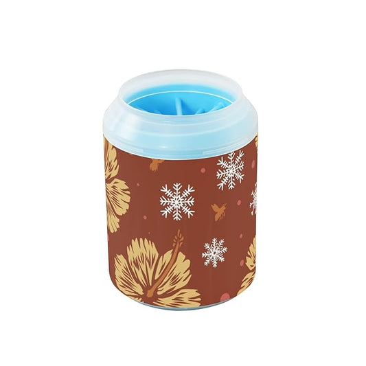 Dog Paw Cleaner Cups for Dogs Pet Foot Washer Paw Scrubber for Medium Small Dogs Cats Cleaning Cup Christmas Nature Flower