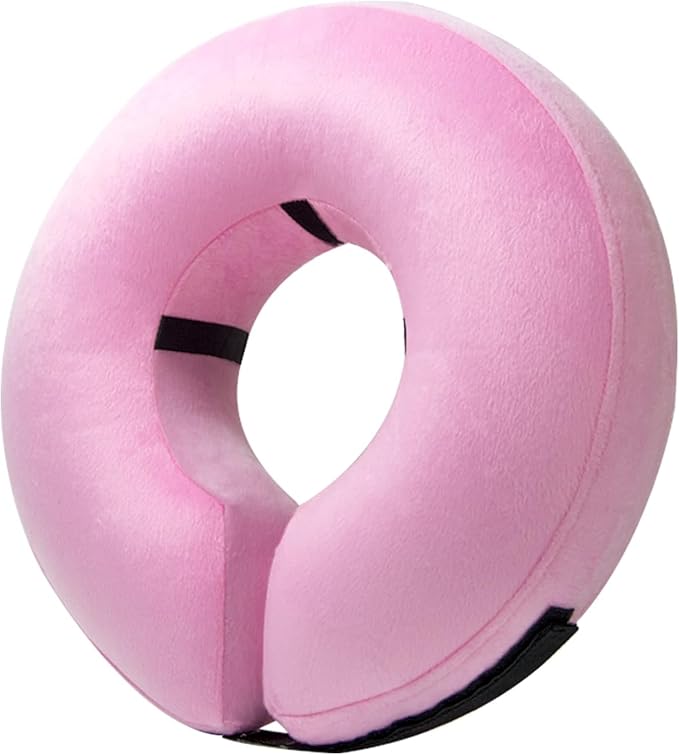 BENCMATE Inflatable Dog Cone Collar Alternative, Soft Dog Cone for Small Medium Large Dogs and Cats, Neck Recovery ECollar Donut Collar After Surgery (Medium+, Pink)