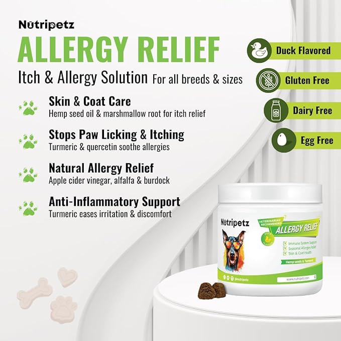 Allergy Relief for Dogs - Anti-Itch Immune Chews for Skin, Paw Licking & Itching - 120 Chews