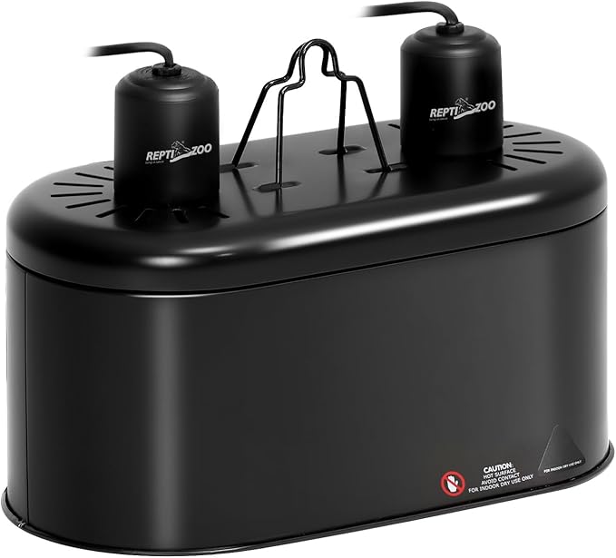 REPTI ZOO Dual Reptile Light Fixture for Reptile Dome UVB Lamp Fixture Dual Reptile Reflector Dome Lamp Cap Combo Integration Design Heat Lighting