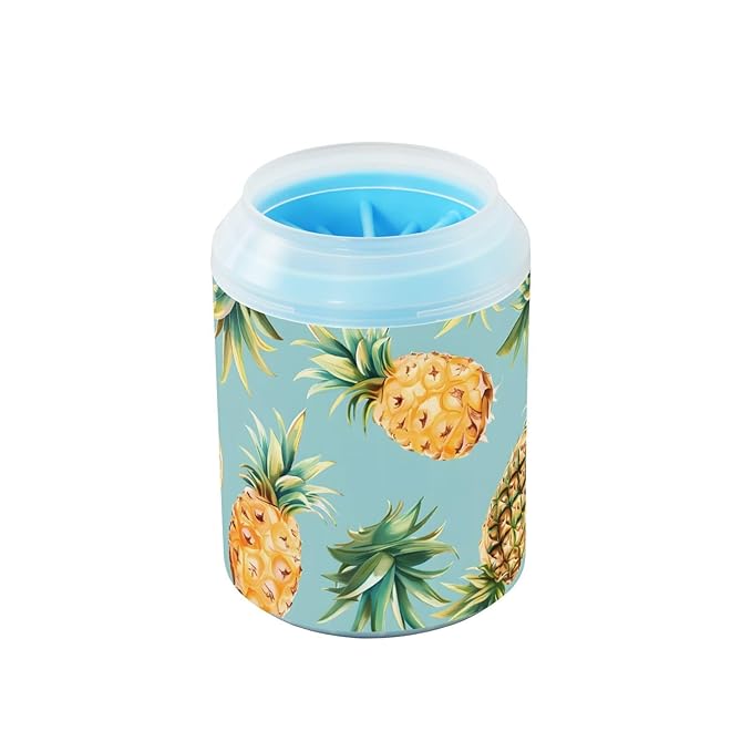 Muddy Dog Paw Cleaner Cup Pineapple Pattern Print for Washing Pet Foot 1 Pack