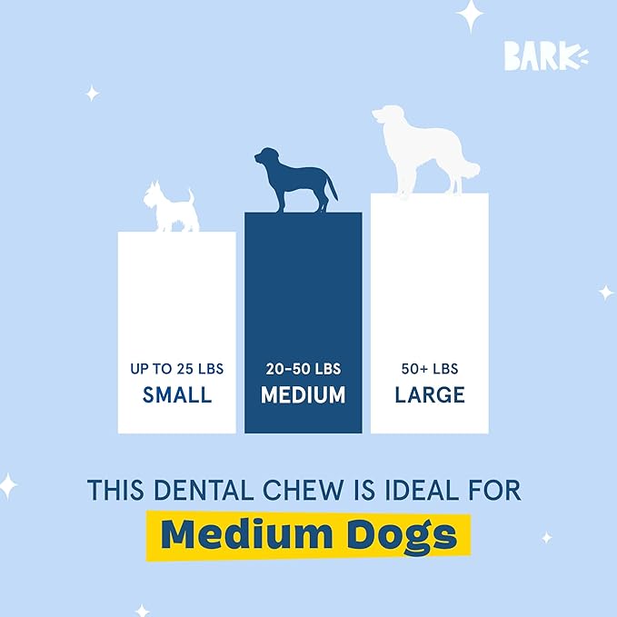 Barkbox Bright Durable Dental Chew Sticks for Dogs - Made for Tough Chewers, Medium Breeds (15 Chews)