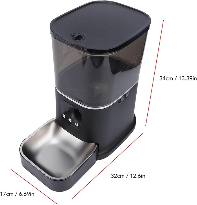 Sorandy Automatic Cat Feeder with Smart App Control, 6L Auto Timed Pet Feeder, Stainless Steel Dual Power Supply Mode Remote Feeding Capability Disassembled Washed for Cats Dogs