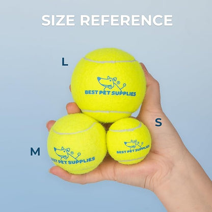 Best Pet Supplies Interactive Squeaky Dog Chew Toy, Ideal Dog Toys for Chewers, Small, Medium & Large Dogs, and Fetch Lovers - Tennis (Yellow), Large (Pack of 4)