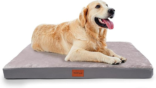 Waterproof Dog Bed for Small Sized Dogs, Orthopedic Washable Crate Pad 23 inch, Egg Crate Foam Pet Bed Mat with Removable Cover, Anti-Slip Reversible Kennel Pad, 23''×17'', Grey