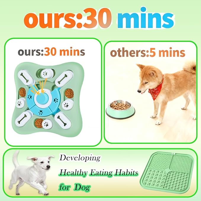 Dog Puzzle Toys Set,Interacive Slow Feeder for Cat,Dog Lick Mat with Suction Cups,Pet Enrichment Toys from Small to Medium