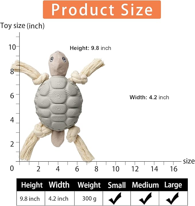 Dog Toys, Multi-Function Chew Toy for Teeth Cleaning, Food Dispensing Toys Medium, Large Dogs (Turtle, Grey)