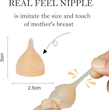 Doggiema Silicone Feeding Nipple and Syringes for Newborn Kittens, Puppies, Rabbits, Small Animals, Bubble Milk Bowl (3 Size Nipple+3 Syringes)