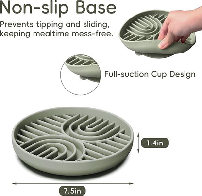 Slow Feeder Dog Bowl, Silicone Puzzle Bowl With Suction Cups for Dogs & Puppies, Anxiety Relief, Slow Eating, Dishwasher Fit, All Breeds, Green