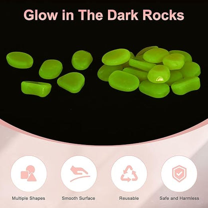 20-Pack Glow in The Dark Rocks, 1.77" Resin Outdoor Garden Decorations Luminous Pebbles Stones for Garden Plants/Aquarium/Backyard Path, Aquarium Gravel [Yellow]
