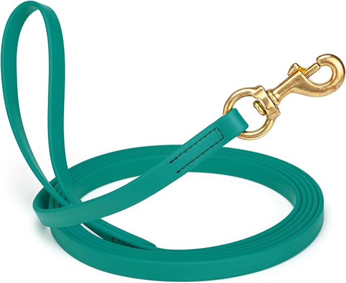 Viper Biothane K9 Working Dog Leash Waterproof Lead for Tracking Training Schutzhund Odor-Proof Long Line with Solid Brass Snap for Puppy Medium and Large Dogs, 15ft Blue Aqua
