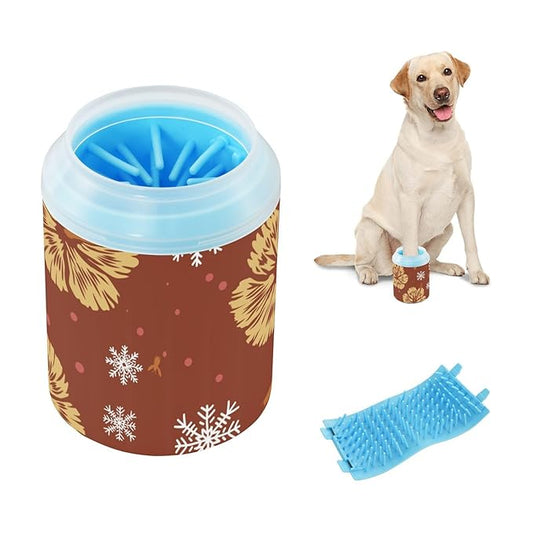 Dog Paw Cleaner Cups for Dogs Pet Foot Washer Paw Scrubber for Medium Small Dogs Cats Cleaning Cup Christmas Nature Flower