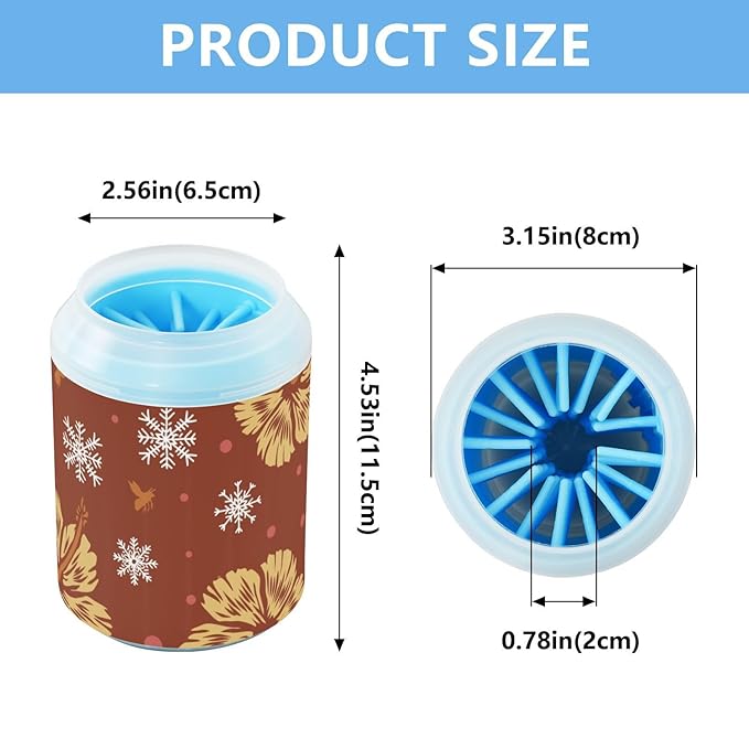 Dog Paw Cleaner Cups for Dogs Pet Foot Washer Paw Scrubber for Medium Small Dogs Cats Cleaning Cup Christmas Nature Flower