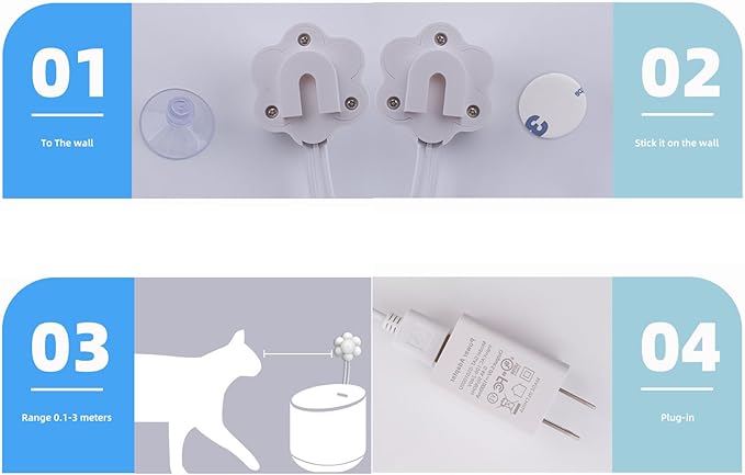 Wireless Cat Water Fountain 74Oz/2.2L for Drinking - Pet Fountain for Small Animal - Dogs Waterer Bowls Indoor