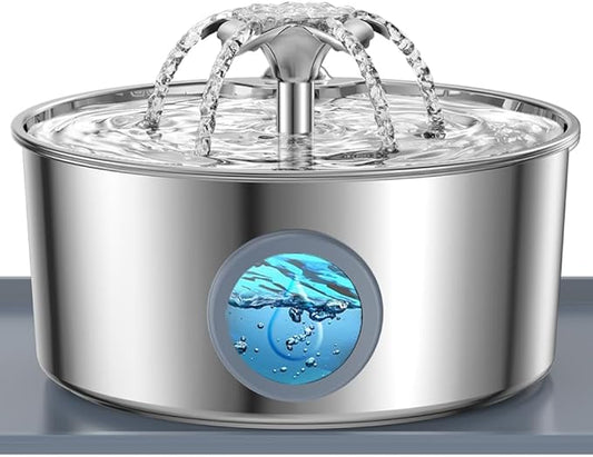 Stainless Steel Cat Water Fountain, 108oz/3.2L Automatic Pet Fountain Water Dispenser for Cats and Dogs, Indoor Cat Fountain for Drinking, Water Fountain for Cats, Pet Water Dispenser