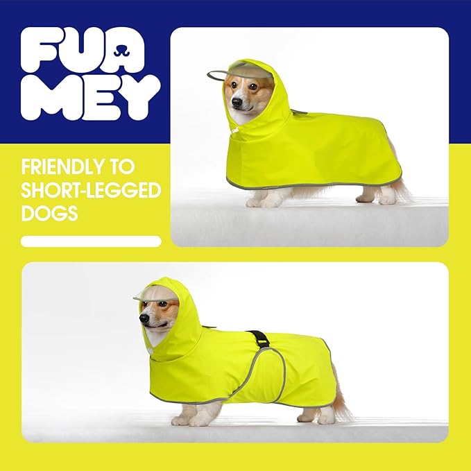 FUAMEY Reflective Dog Raincoats for Medium | Adjustable Belly Strap, Clear Hood, Waterproof, Snow Day, Schnauzer