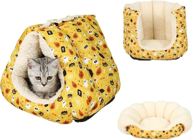 Autumn and Winter Pet Tent Bed, Multi-Functional with Three Functions in One, Can Be Used As A Pet Sofa, Multiple Usage Methods, Yellow Dog Tent Nest, Cat Couch Bed