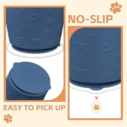 Dog Lick Bowl with Brush Scraper,Anxiety Relief Non-Slip Treat Dispenser,Durable Anti-Choking Enrichment Slow Feeder Licking Bowl for Medium Large Breed,Freezable BPA Free Silicone Dishwasher Safe