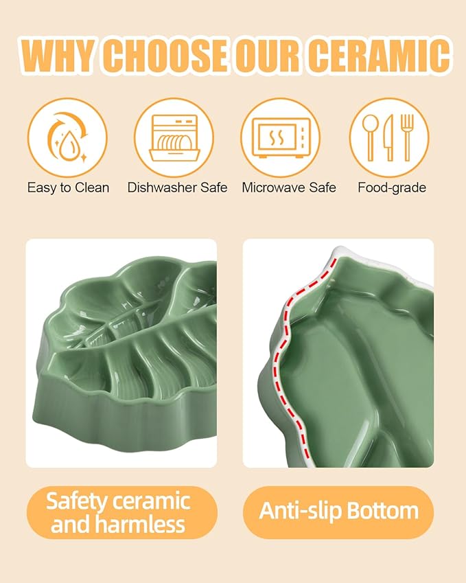 Slow Feeder Dog Bowl, 0.44 Cups Ceramic Dog Food Dish for Fast Eaters Small Breed, Puzzle Bowl for Small Dogs and Cats(Green)