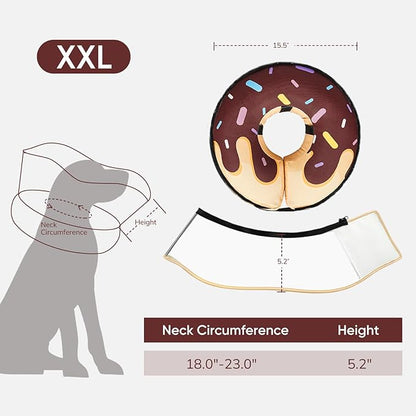 Raised Inflatable Dog Cone After Surgery - Adjustable Recovery Donut Collar with Neck Strap and Removable Anti-Licking Shield - Soft Dog Cone Alternative for Small Medium Large Dogs (DonutBrown,XXL)